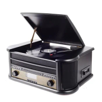 Latest 2024 model Wooden Suitcase Turntable With AM FM Radio Record Player Vinyl Gramophone Cassette