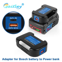 Adapter for BOSCH 18V battery with dual output Convert to power bank fast charging Portable rack batteries converter