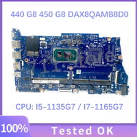 Mainboard DAX8QAMB8D0 For HP ProBook 440 G8 450 G8 Laptop Motherboard With SRK05 I5-1135G7 / SRK02 I7-1165G7 CPU 100%Full Tested