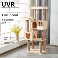 UVR Atmospheric Solid Wood Cat Climbing Frame Cat Nest Cat Scratch Pine Wood Cat Tree Easy To Assemble Cat Climbing Toys