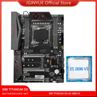 JGINYUE Motherboard Set Kit Combo With Xeon E5 2696 v3 Processor Support LGA 2011-3 CPU DDR3 NVME SATA X99 TITANIUM D3