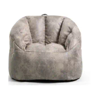 3.5 Ft Large Bean Bag Chair, Cement Gray Bean Bag Sofa with Vegan Leather Polyester Blend Cover for Bedroom