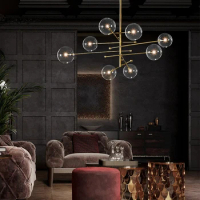 2024 Modern Magic Bean Chandelier Creative Glass Ball Chandelier Nordic Design LED Light living room Bedroom Home Decoration