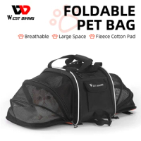 WEST BIKING Foldable Pet Bag Bicycle Saddle Bag Outdoor Camp Travel Cat Dog Carrier Bag Large Capacity MTB Road Bike Trunk Bag