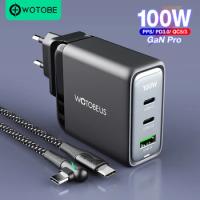 WOTOBEUS 100W GaN USB C Wall Charger,PD 100W 65W QC4 Fast Charger for Lenovo NoteBook MacBook Type-C Laptop iPad iPhone 14 S21