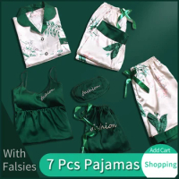 7 Pcs/Set Girls Pajamas Sets 2022 Pyjama for Women Sleep Clothes Nightwear Ladies Negligee Sleepwear Suit Sweet Home Pajama Sets