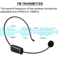 Wireless Microphone Condenser Headset Megaphone Radio Mic FM Type-c Rechargeable Noise Reduction for Teaching Guide Loudspeaker