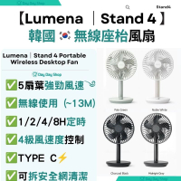 韓國Stand 4 無線座檯風扇｜5扇葉桌面辦公室座地風扇｜USB學生書枱小風扇｜床頭定時小風扇｜睡房客廳座枱風扇｜香港行貨｜ 黑色