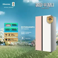 Hisense Kulkas RS708N4WPU Refrigerator Side By Side Kapasitas 591L Warna Putih Pink Inverter Tanpa B