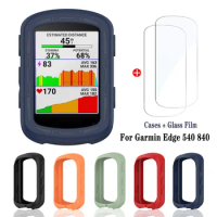 2Pcs Tempered Glass + Silicone Case for Garmin Edge 540 GPS All-Around Stopwatch Screen Protector Cover for Garmin Edge 840