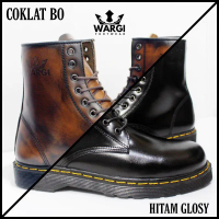 Sepatu Boots Kulit Docmart 8 Hole Hitam Pria WARGI RHINO 39-44 - Shoes, Wanita