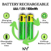 NY BATERAI RECHARGABLE AAA 1.5V 800mWh + CHARGER TYPE C 2 PCS