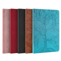 For Samsung Galaxy Tab S6 Lite SM-P610 P615 Embossed Tree Cover Flip Stand Funda Tablet Caqa For Galaxy Tab S6 Lite Case + Pen