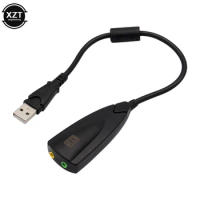 External USB Sound Card 7.1 Adapter 5HV2 USB to 3D CH Sound Antimagnetic Audio Headset Microphone 3.5mm Jack For Laptop PC
