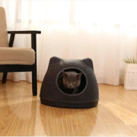 All-For-Paws Cat Shape Felt Cat Cave Fun Pet Igloo Bed For Cat And Dogs