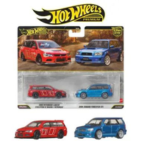 Hot Wheels Premium 2 Pack 2005 Mitsubishi Lancer Evo IX WAgon Vs 2004 Subaru Forester STI Mobil Bala