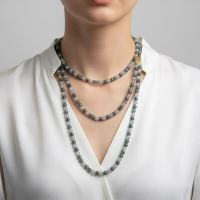 Kalung Top Quality Grade A Burma Jade - Elegan Campuran Putih Ungu Es & Hijau Alami Batu Jade Kualit