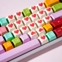 ECHOME Loving Keycap Set Originality ABS Love Shape Cute Rainbow Keyboard Cap SA Profile Custom Key Cap for Mechanical Keyboard