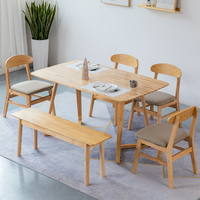 商用輕奢奶茶店卡座餐桌 飯店餐桌椅組合 創意款全實木長方形桌子