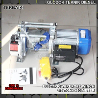 Winch Electric Hoist 1500KG Katrol Elektrik Winch 1500 KG 1.5 Ton 120 M Wire Rope Chain Hoist 1 Phas