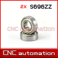 2pcs 696 S696ZZ S696-2Z 6*15*5mm Miniature stainless steel deep groove Radial shaft ball bearing