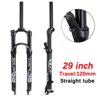 BOLANY Air suspension 29 mtb Fork Magnesium Alloy Carbon Pattern Mountain Bike Fork Shock Absorber Quick Release Travel 120mm