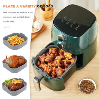 Airfryer Silicone Pot Airfryer Reusable Liners With Heat-Proof Gloves For 5.5 QT Or Bigger Square Airfryer Basket