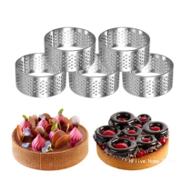Perforated Round Tart Ring 304 Stainless Steel Fruit Pie Tartlet Mold for Baking DIY Dessert Cake Mousse Molds Kitchen Tools