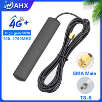 1Pcs 4G LTE Patch Antenna 700-2600MHz 3dbi 3G WIFI Antenna with TS9 Connector with 3M extension cable for modem /Router