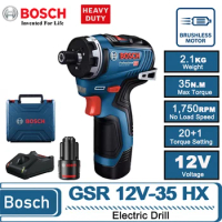 BOSCH GSR12V-35HX 12V Brushless Cordless Compact Drill Driver Electric Screwdriver 2.0Ah Lithium Battery Household Power Tools