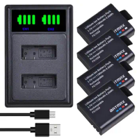 Batmax 1180mAh PG1050 Li-ion Battery +LED Dual USB Charger for SJCAM SJ4000 M10 SJ5000 SJ5000X For EKEN H9 H9R H8R H8 GIT PG900