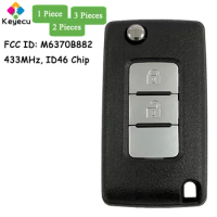 KEYECU Flip Remote Control Key With 2 Buttons 433MHz ID46 for Mitsubishi Pajero 2015 2016 2017 2018 2019 2020 2021 Fob M6370B882
