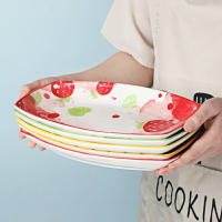 手繪釉下彩魚盤陶瓷盤子創意水果盤大號菜盤子水餃盤家用烤箱烤盤