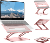 【日本代購】Zenlo 筆電 平板 支架 鋁合金散熱 最大支援17.3英吋 玫瑰金 (耐重20kg)