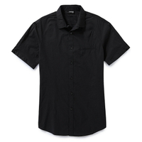 美國百分百【全新真品】MURANO 襯衫 短袖 上衣 上班 休閒 素面 專櫃 合身 黑色 男 XS號 E188