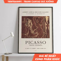 Tranh treo tường, Vintage Museum Pablo Picasso Three Women 1959 Poster, Abstract Art, tặng kèm đinh 