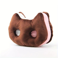 Gối Nhồi Bông Mèo Con Hoạt Hình, Chất Liệu Polyester Dệt Mềm, Thiết Kế Cookie Brownie, Đệm, Thích Hợ