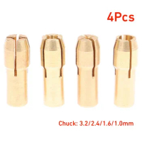 4Pcs Mini Drill Chucks Adapter 1.0mm-3.2mm Dremel Mini Drill Chucks Chuck Adapter Micro Collet Brass For Power Rotary Tool