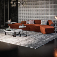 Italian minimalist fabric sofa combination of high-end light luxury style large living room multi-seat sofa customization