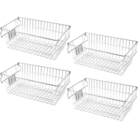 Orgneas Large Stackable Wire Baskets Pantry Organization Storage, Chest Freezer Organizer Bins Metal Baskets Tag Slot, Set of 4