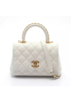 Chanel Pre-loved Chanel coco handle mini matelasse Handbag Caviar skin white gold hardware 2WAY