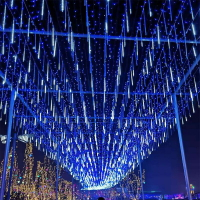 太陽能流星雨彩燈串戶外亮化裝飾掛樹冰條燈聖誕裝飾流星燈 全館免運