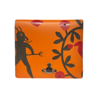 【Vivienne Westwood】小丑印花雙折皮夾 橘棕色(19-58-982003-00)