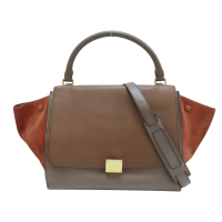 CELINE 思琳【再降價】棕色 麂皮 Trapeze 蝙蝠包 兩用包 【二手名牌BRAND OFF】