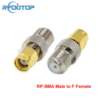 100PCS RP-SMA Male Plug to F Female TV Straight Connector for Wifi Radio Antenna TV F-K to RPSMA-K Quick Plug RF Coax Adapter