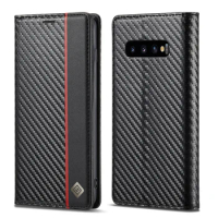For Samsung Galaxy S9 S8 PLUS Carbon Fiber Leather Case With Stand Card Slots For Samsung Galaxy S10 PLUS