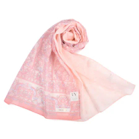 TRUSSARDI 歐風變形蟲圖騰純綿抗UV長絲巾薄圍巾(粉紅色)