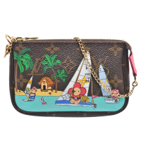 LV Louis Vuitton路易威登 M82841經典Mini Pochette Accessoires Monogram帆布吉祥物揚帆出海圖騰肩背小包