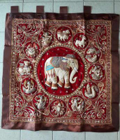 各種圖案尺寸泰國掛毯壁毯 客廳壁掛裝飾畫 手工大象龍虎孔雀幾何1入