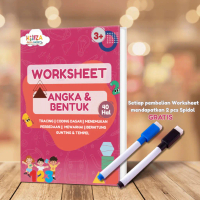 HGS- Worksheet Mengenal Angka & Bentuk Lembar Kerja Aktifitas Anak Montessori Paud Preschool anak 3+